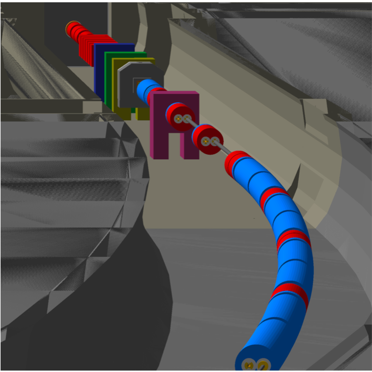 BDSIM rendering of LHC ATLAS IP from FASER