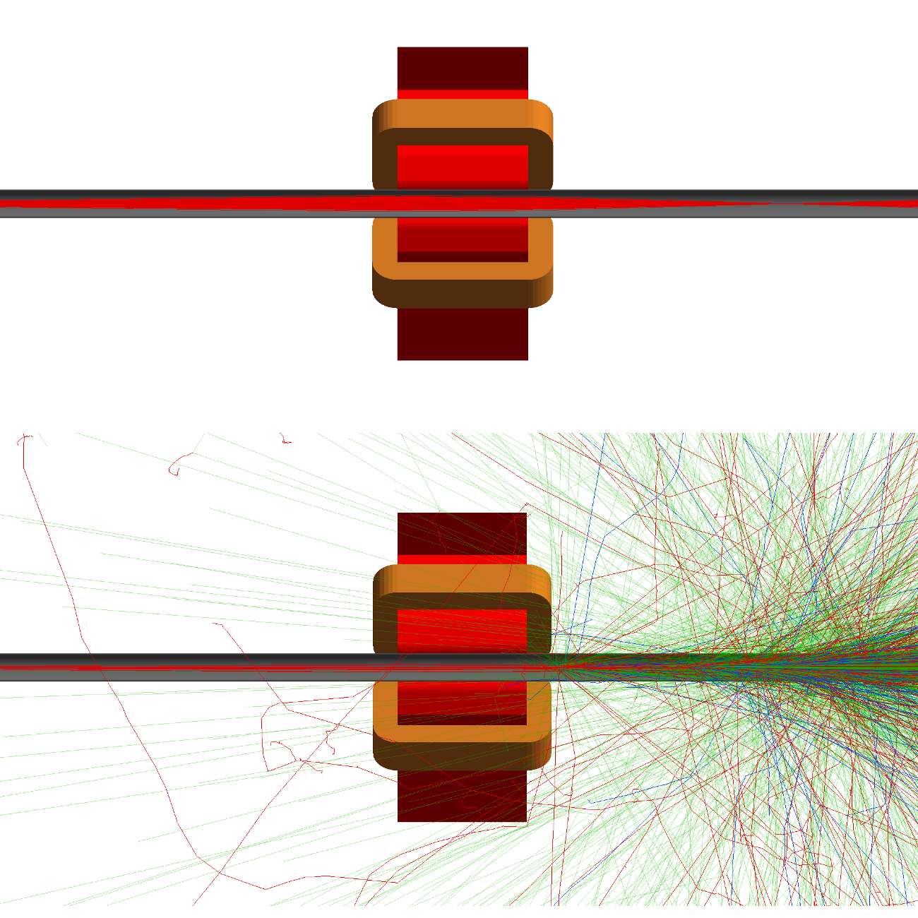BDSIM quadrupole with vacuum and in material tracking